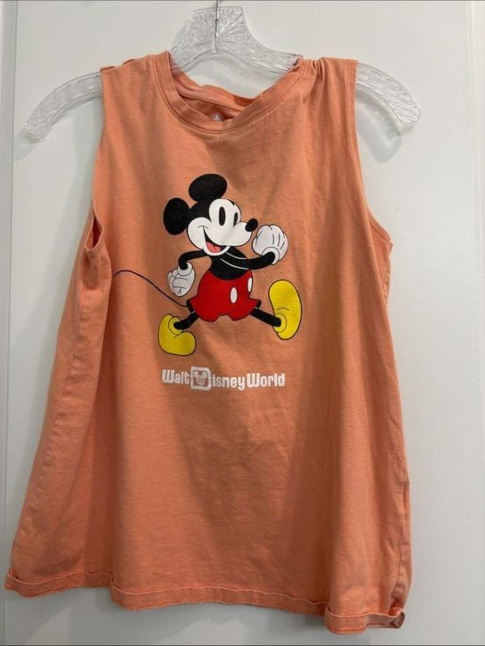 Disney Peach Mickey Mouse Medium Tank Top with Yellow Accents